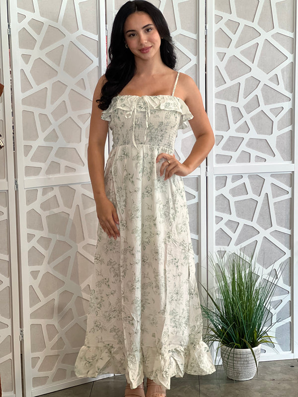 SAGE PRINT MAXI DRESS