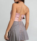 Scarlet Vegan Leather Embroidered Western Corset Top