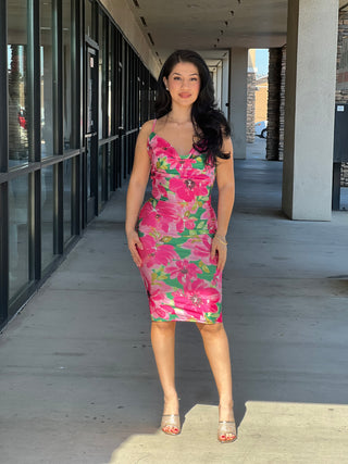 TROPICAL MIDI DRESS