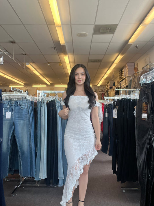 Lace side slit dress
