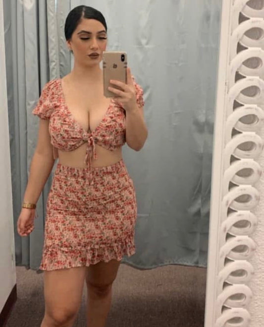 Floral skirt crop set