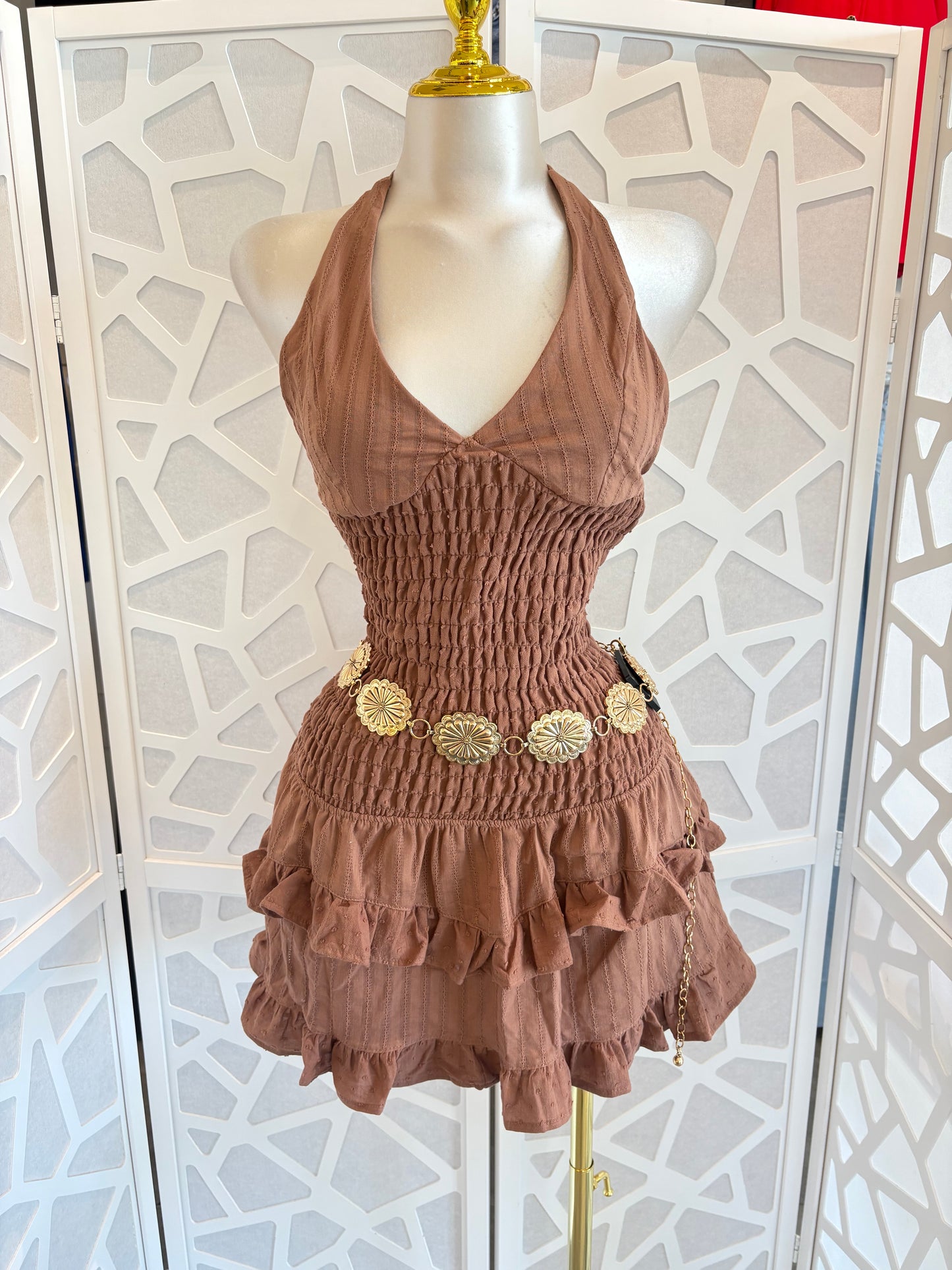 Ruffled halter dress