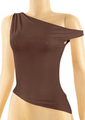 Asymmetrical Off Shoulder Ruched Crop Top