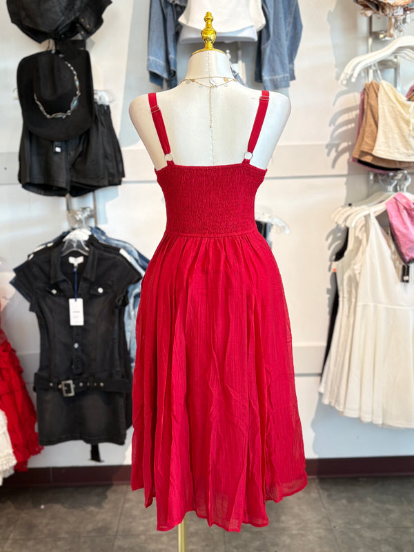 Bustier A-Line Midi Dress W/Pockets