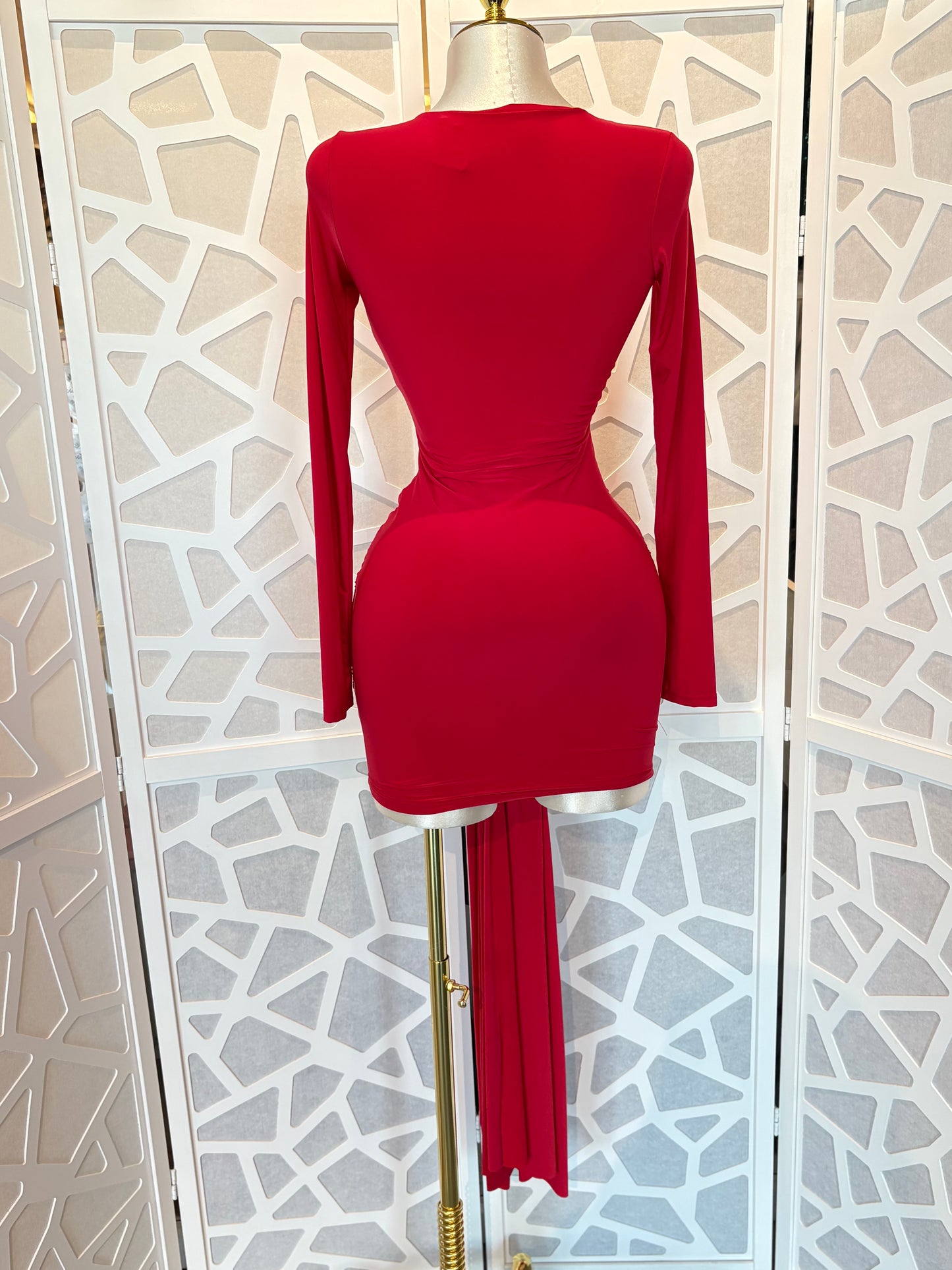 Long Sleeve Front Tie Mini Dress