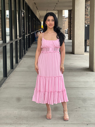 Back Smocking Maxi Tiered Dress