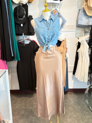 Long satin skirt