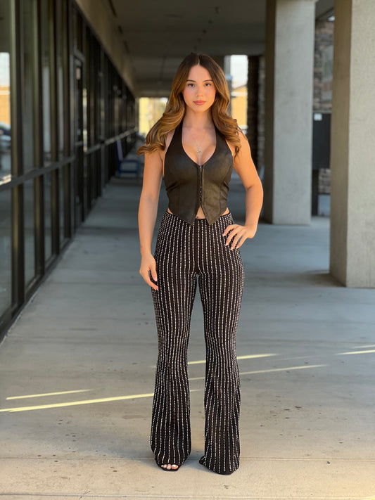RHINESTONE BELL BOTTOM PANTS