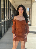 ONION MESH RUFFLE DOUBLE RUCHED BODYCON
