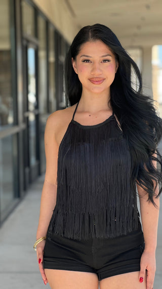Lia fringe halter top