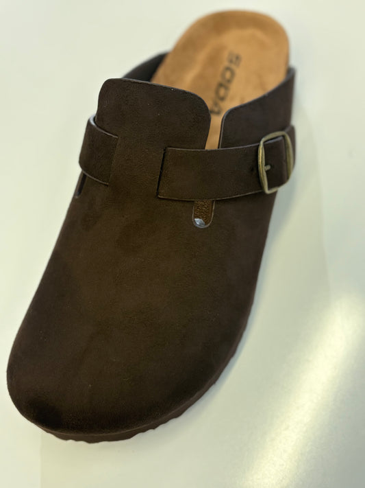 Suede Clog dark brown