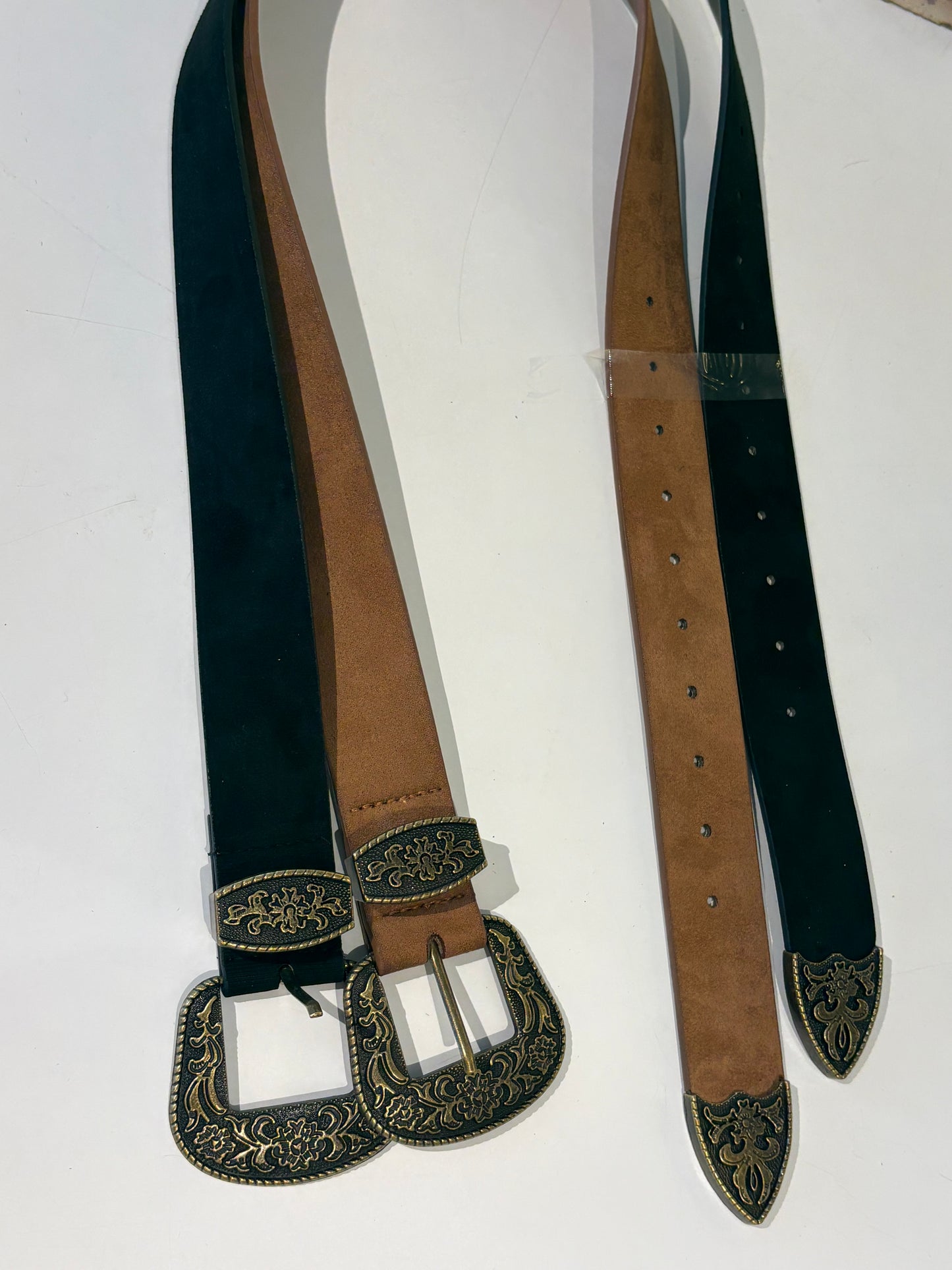 Western suede antique buckle belt