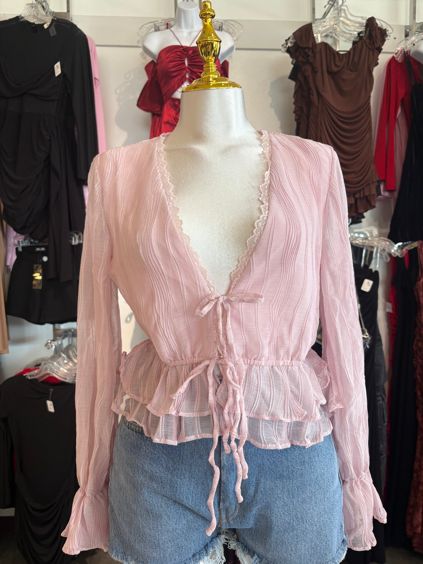 Ruffled sheer blouse