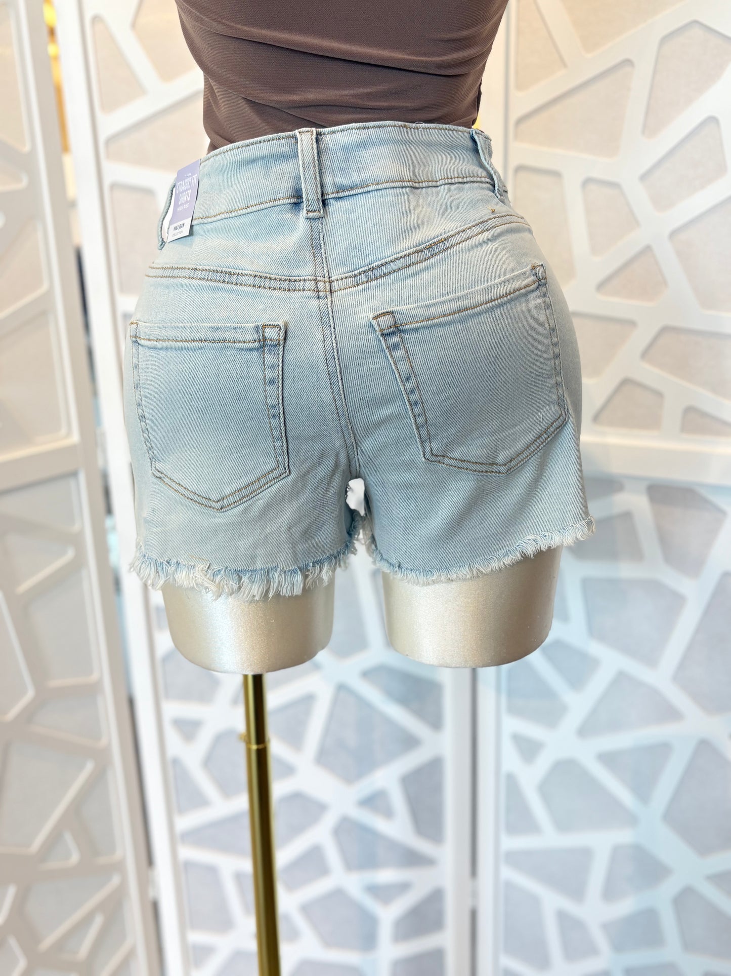 Straight fit high rise shorts