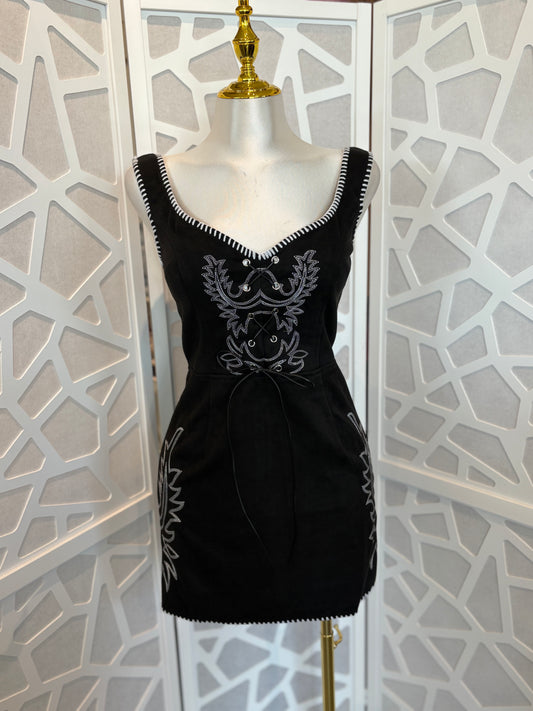 Suede corset tie dress