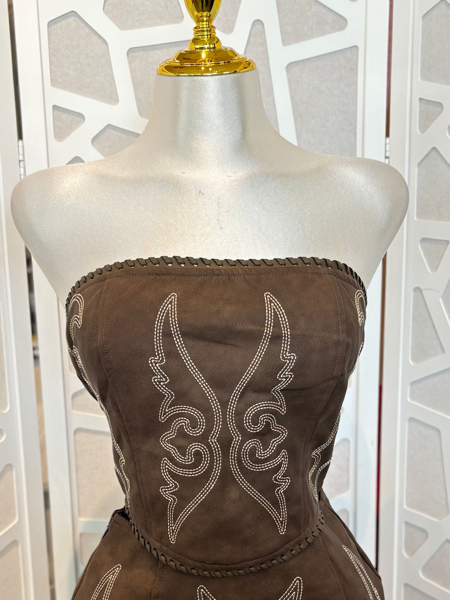 Buck-stitch corset top