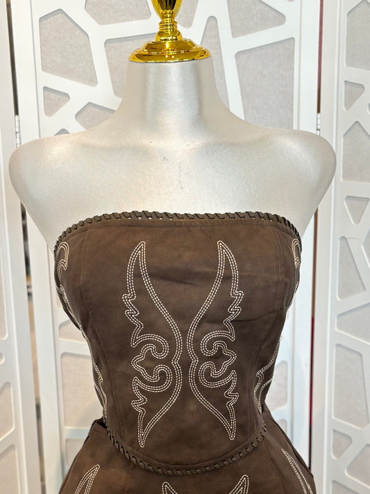 Buck-stitch corset top
