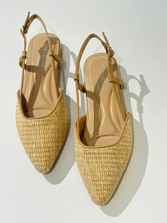 Sling back pointed toe flats