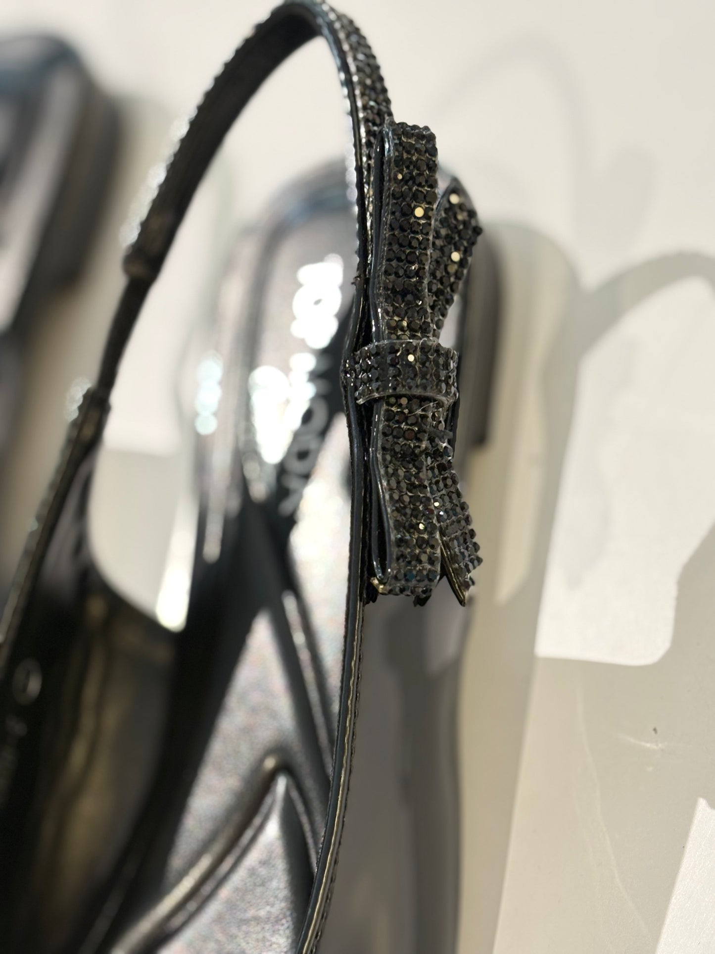 Rhinestone sling back pointed toe flats