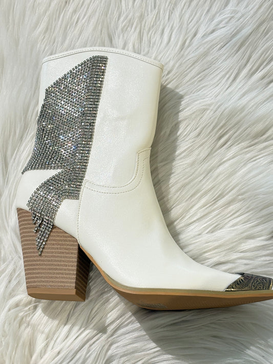 Ankle rhinestone detail booties