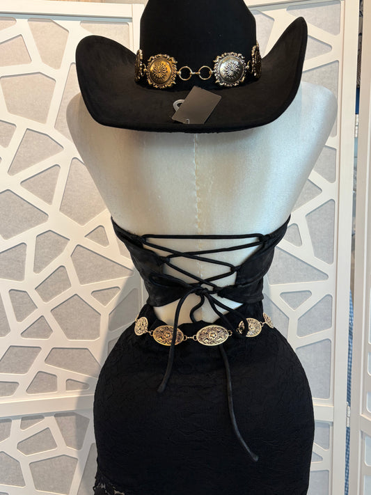 Suede detail tube top with tie back