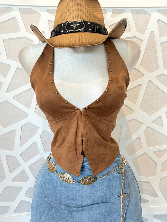 Destiny suede halter top