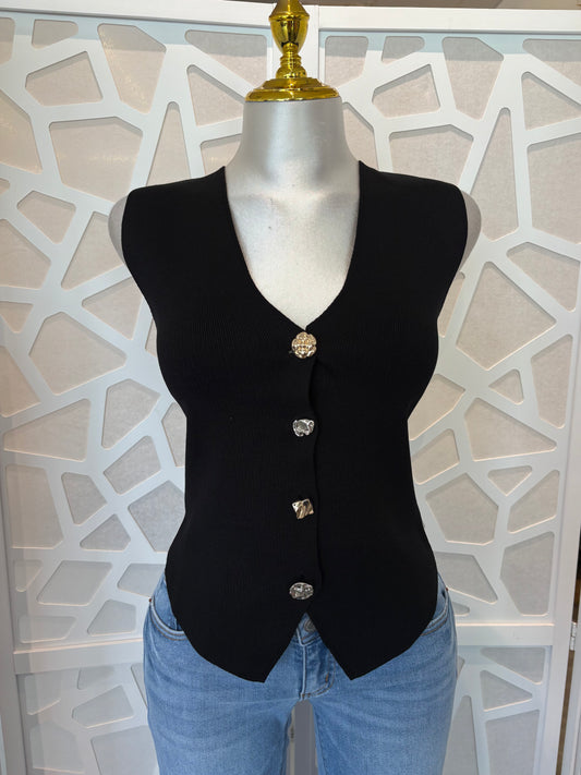 V-Neck Vest gold button