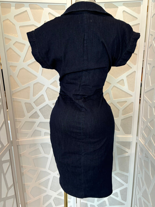 Denim ruched button down dress