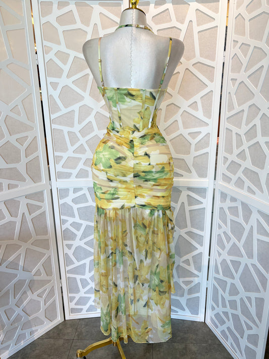 Miami mesh asymmetrical maxi dress