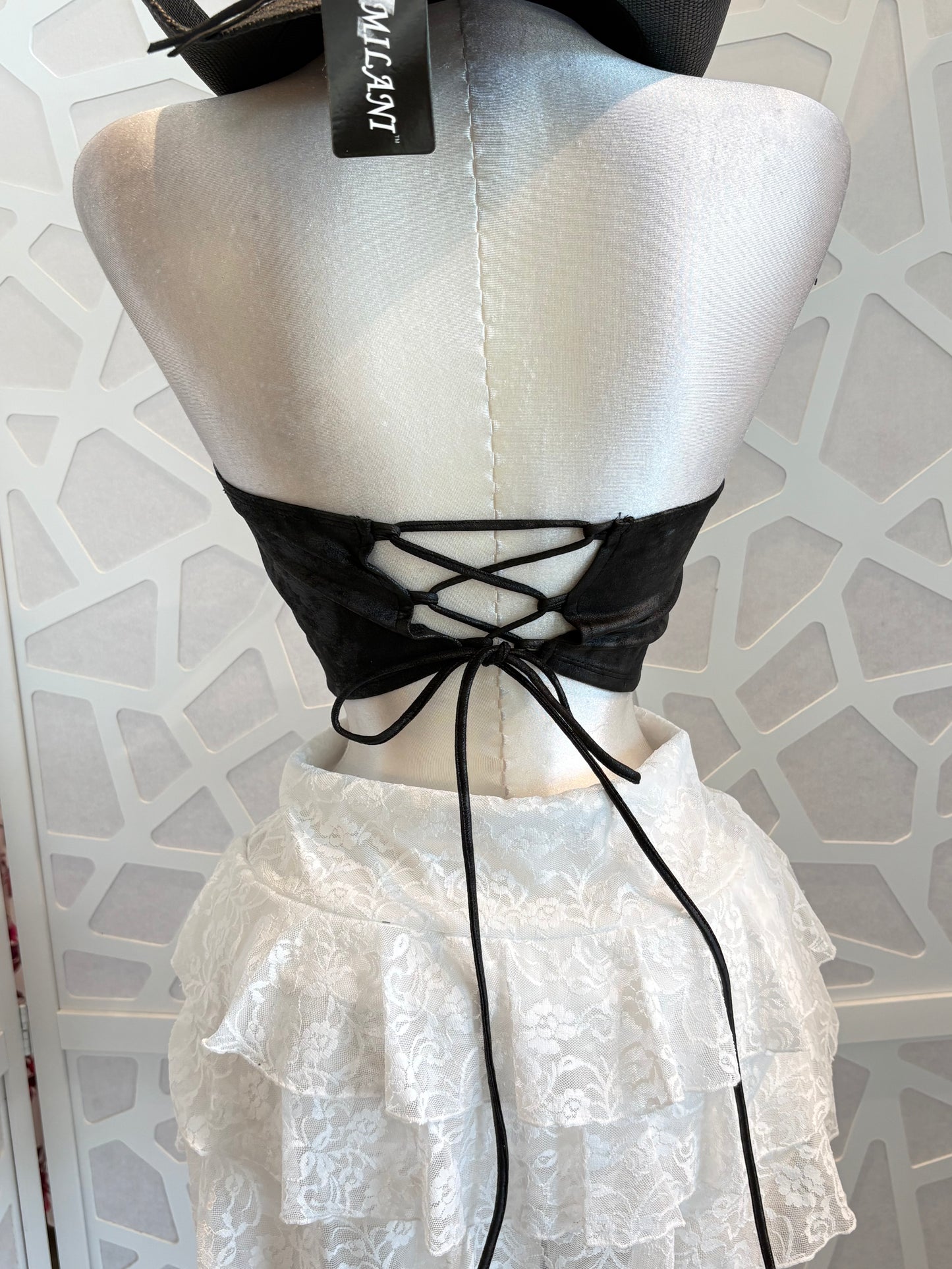 White embroidery corset halter top