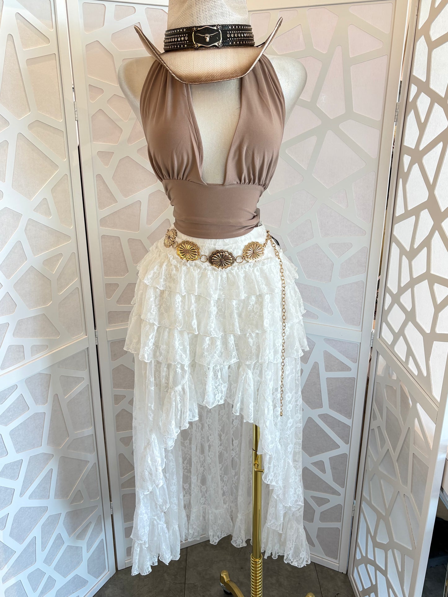 Vintage ruffle lace skirt