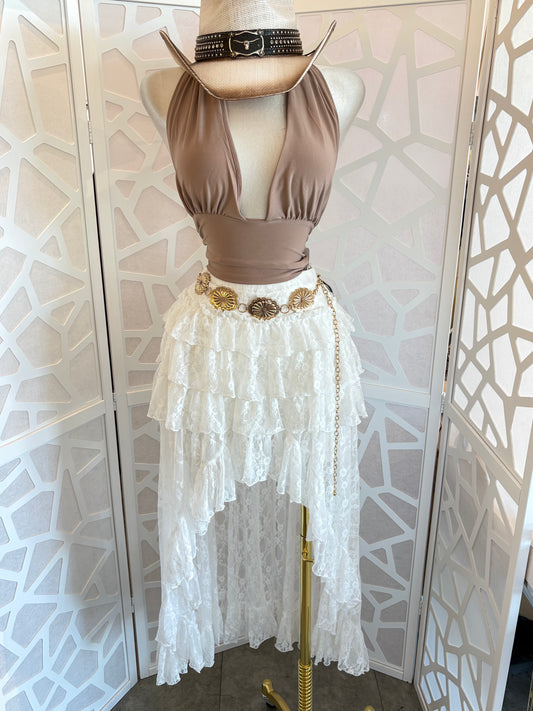 Vintage ruffle lace skirt