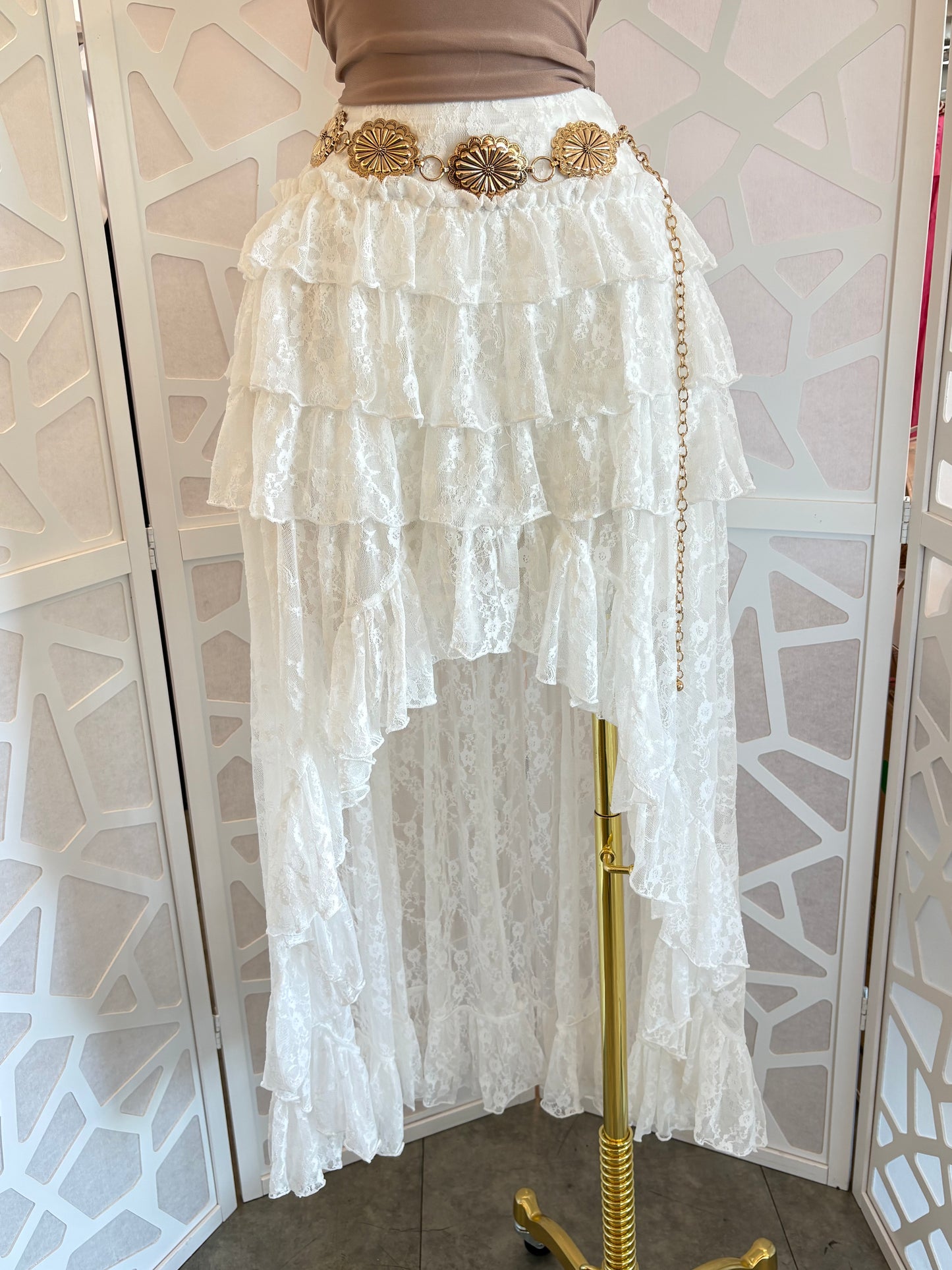 Vintage ruffle lace skirt