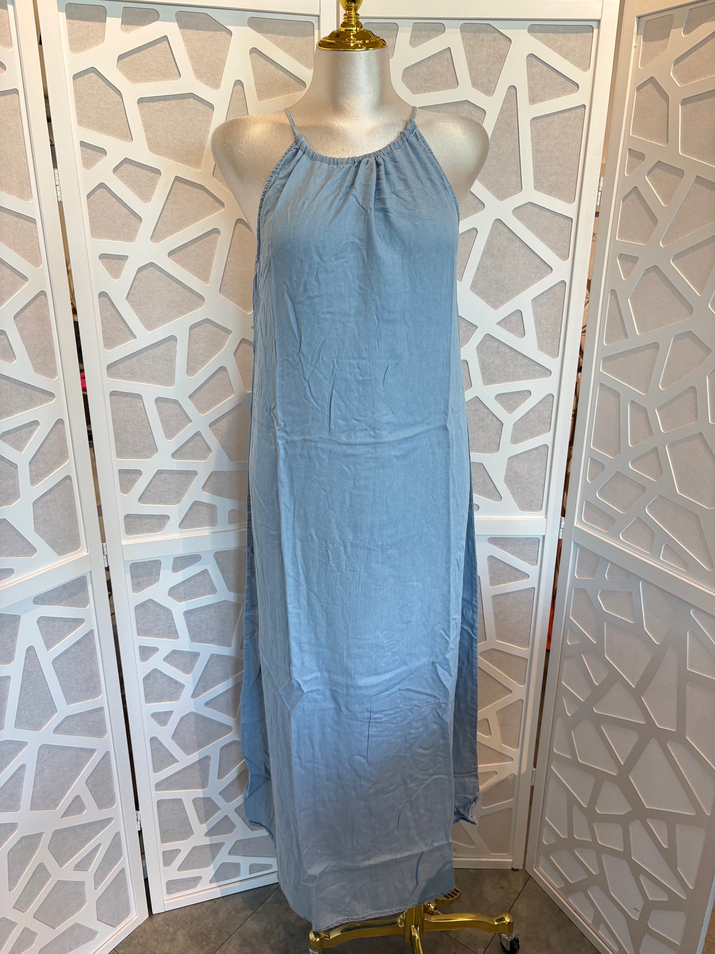 Adjustable halter maxi dress