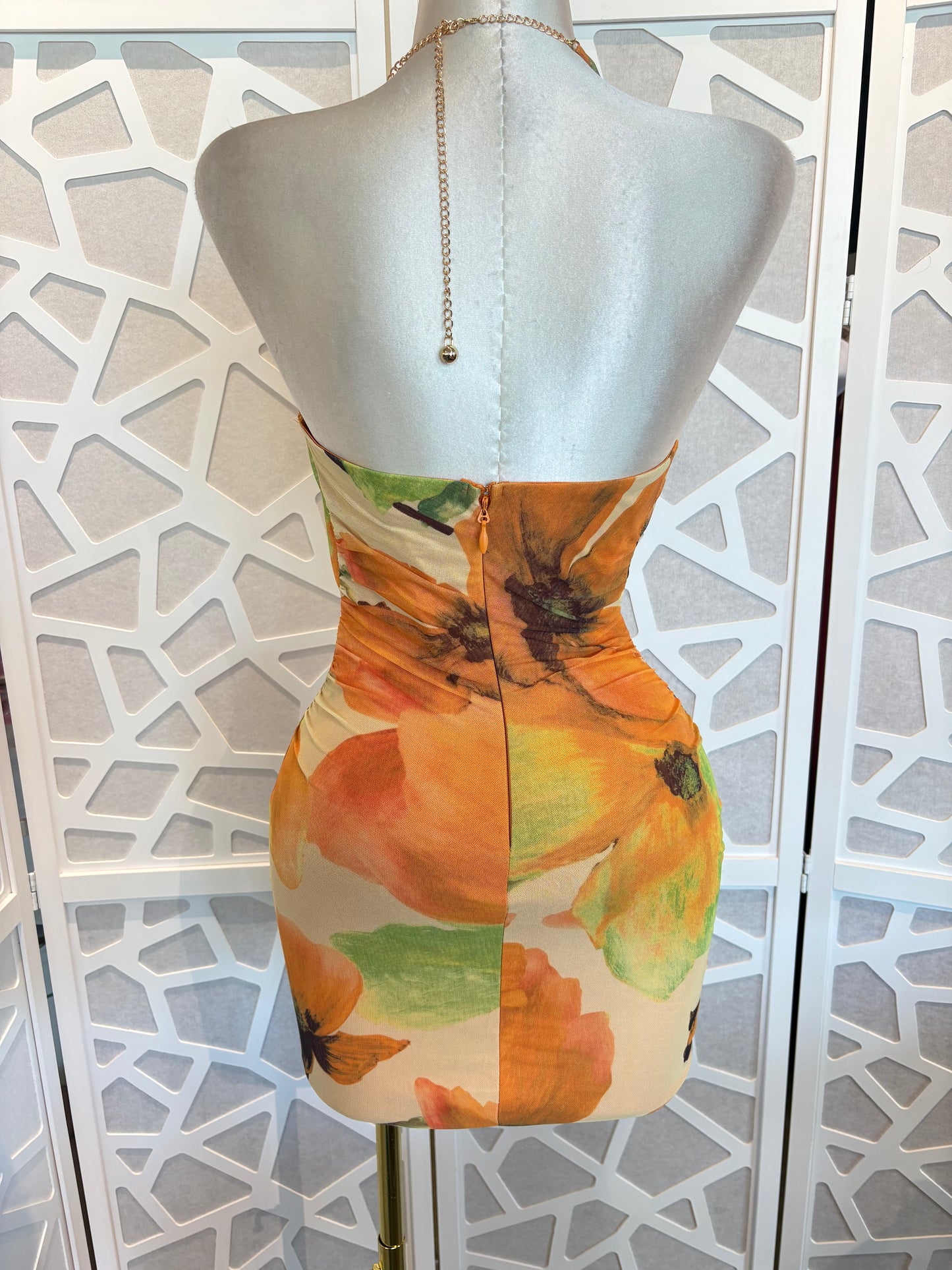 Sun kissed halter mini dress