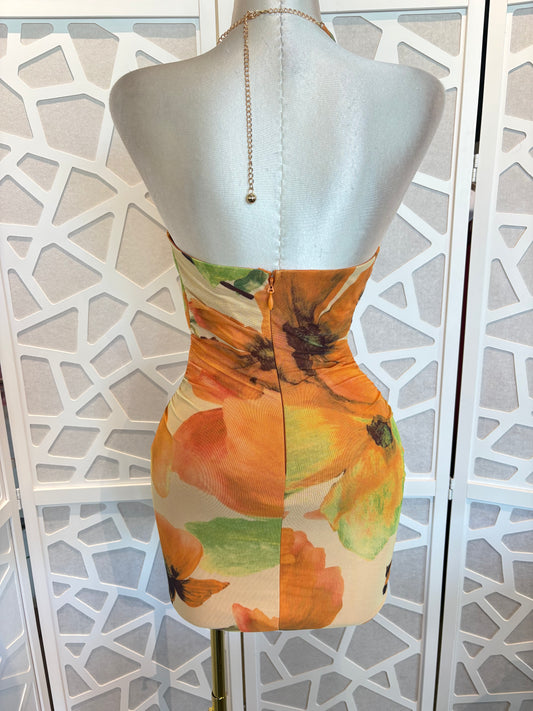Sun kissed halter mini dress