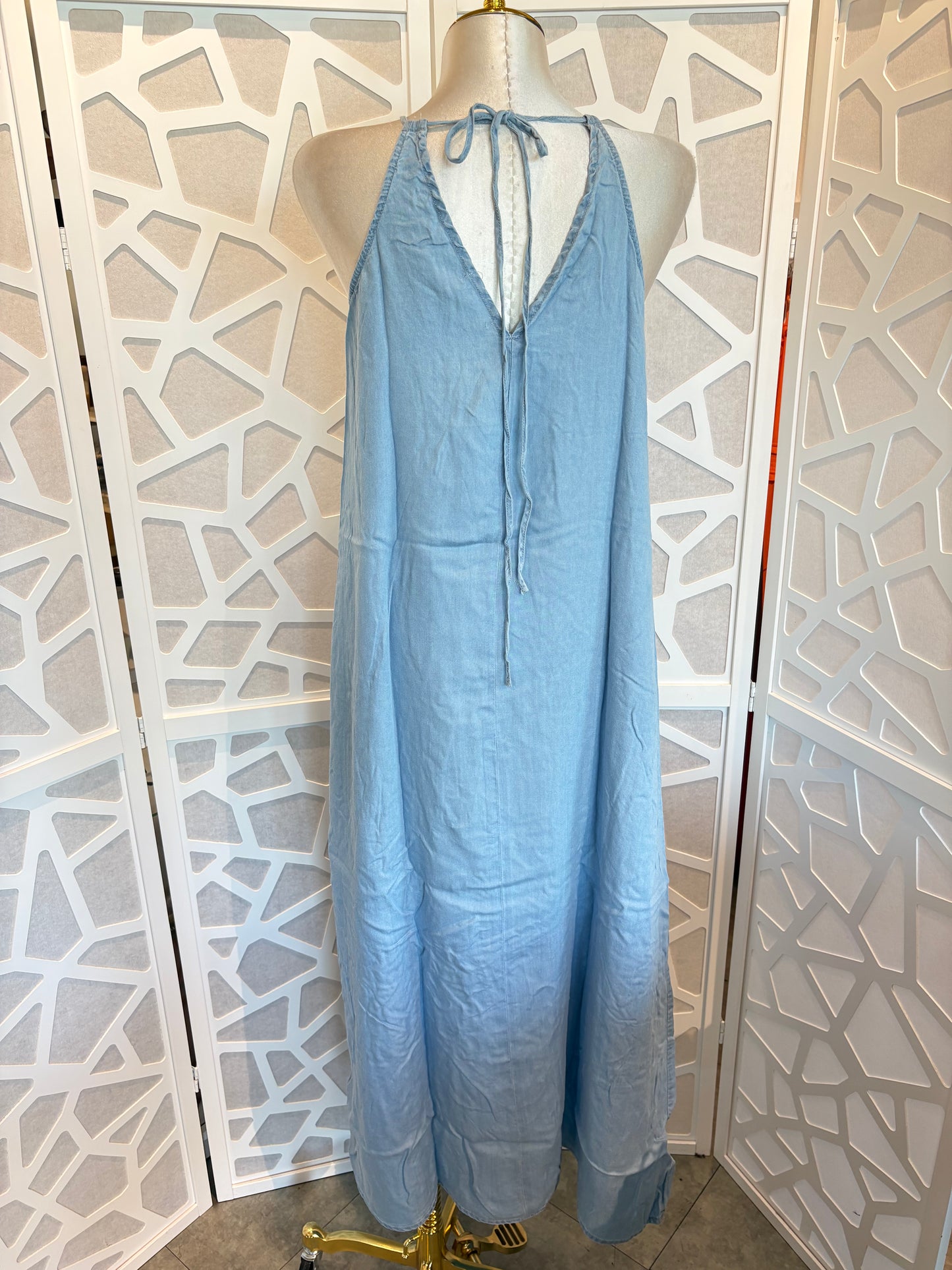 Adjustable halter maxi dress