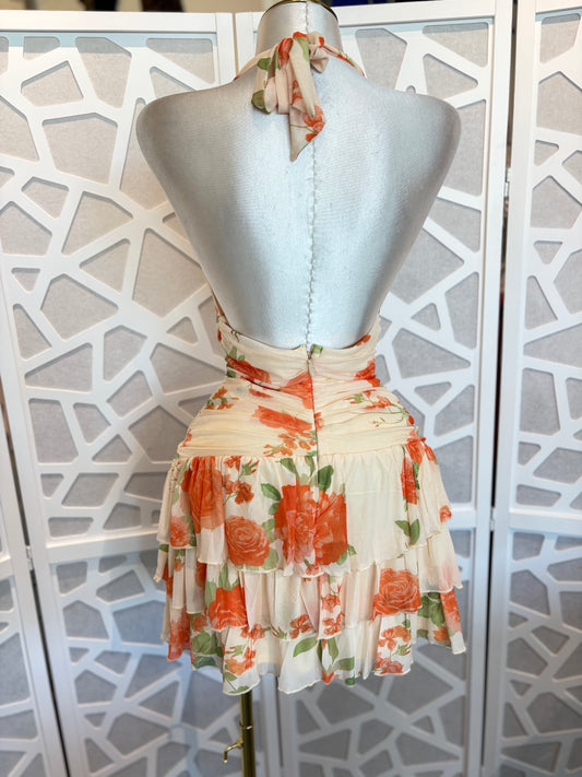 Sunset ruffle floral dress