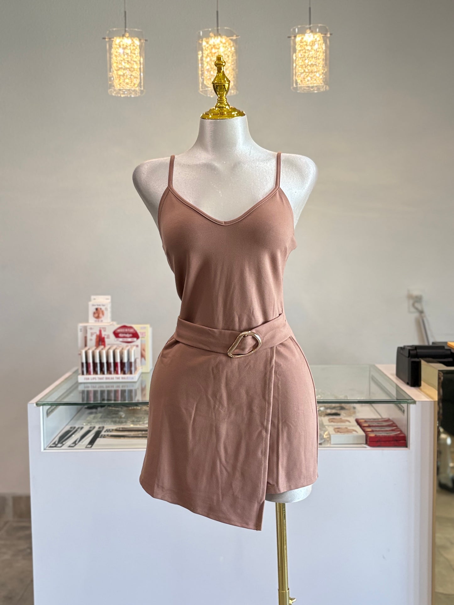 Asymmetrical skort romper