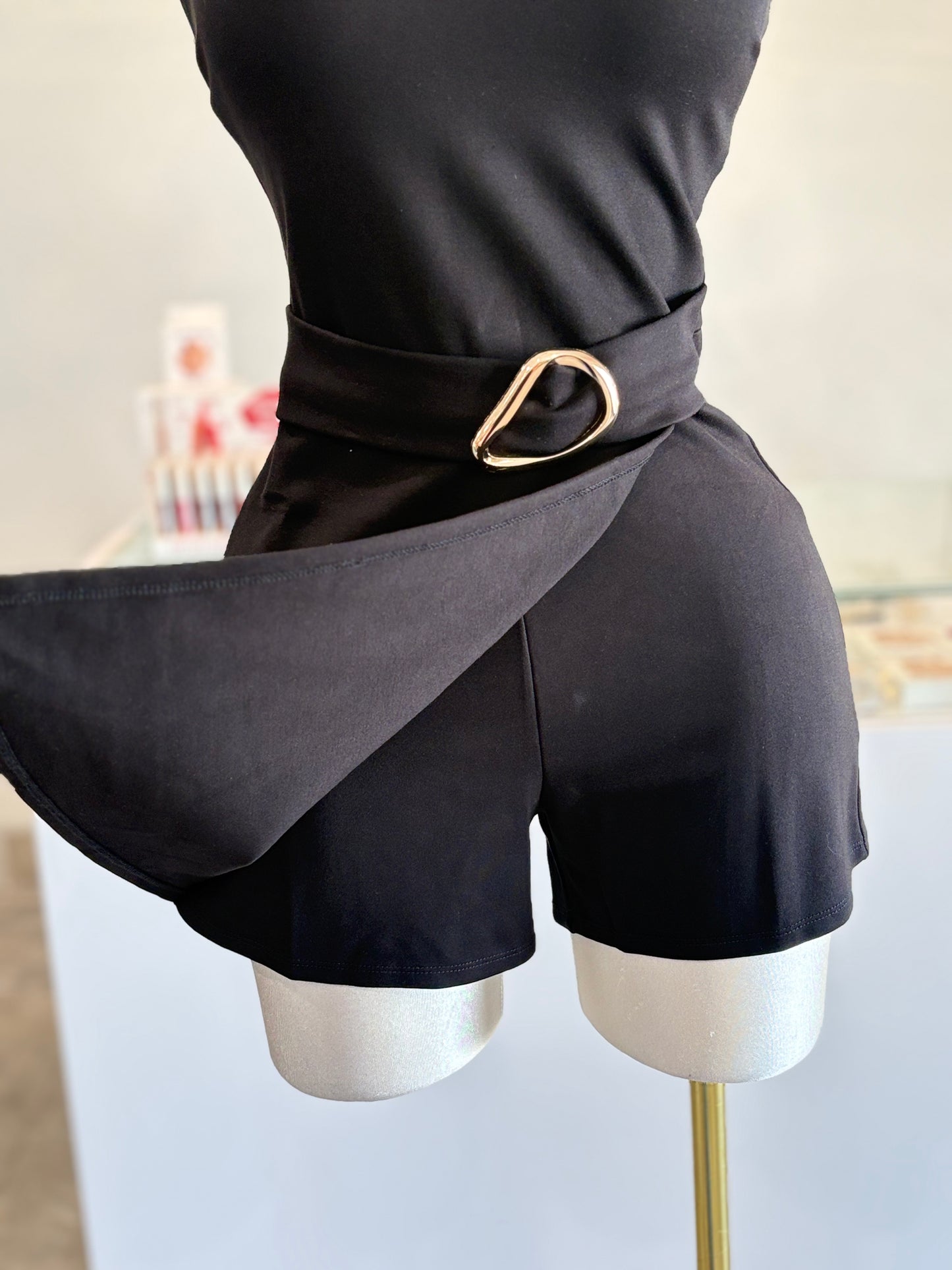 Asymmetrical skort romper