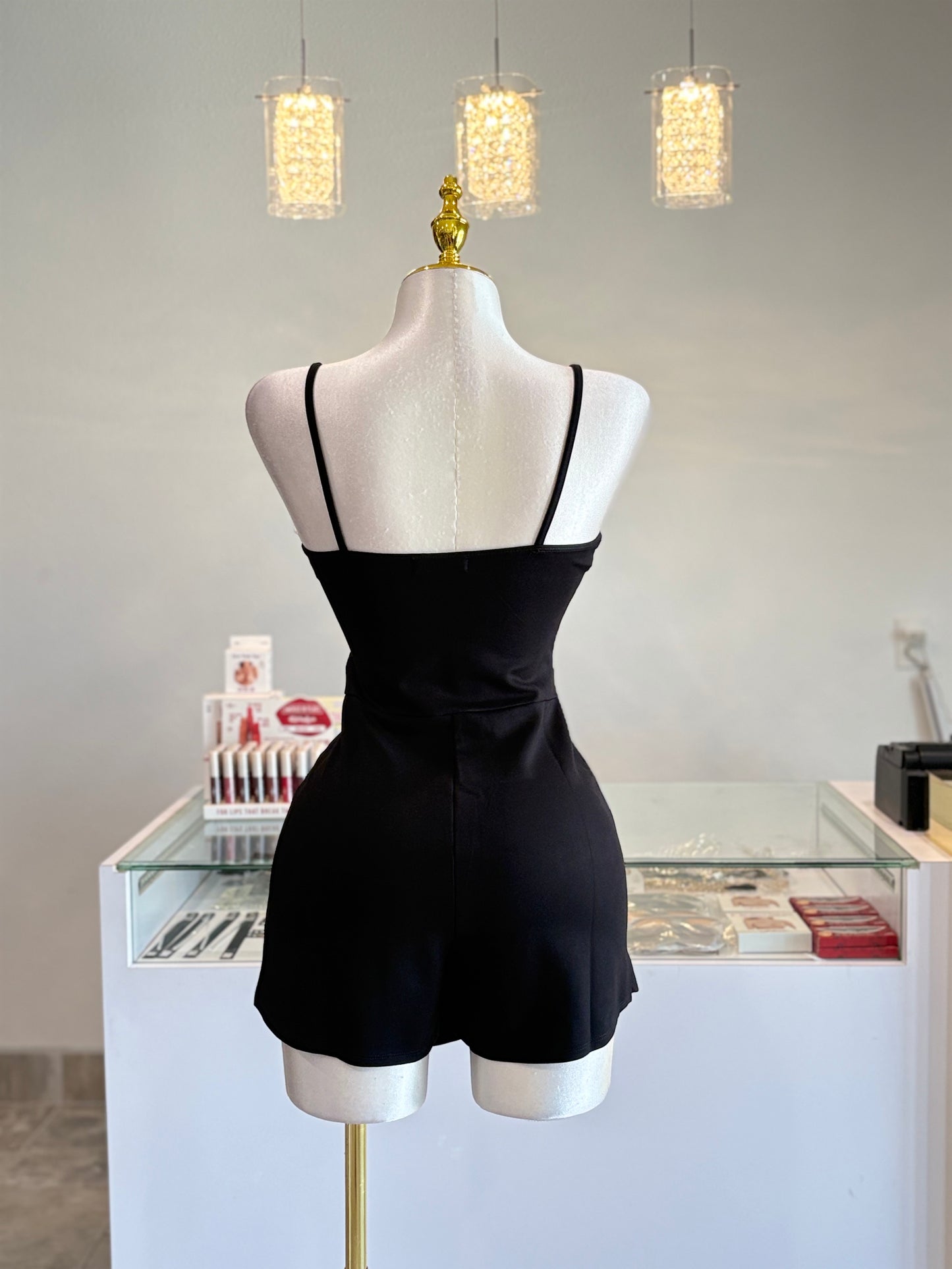 Asymmetrical skort romper