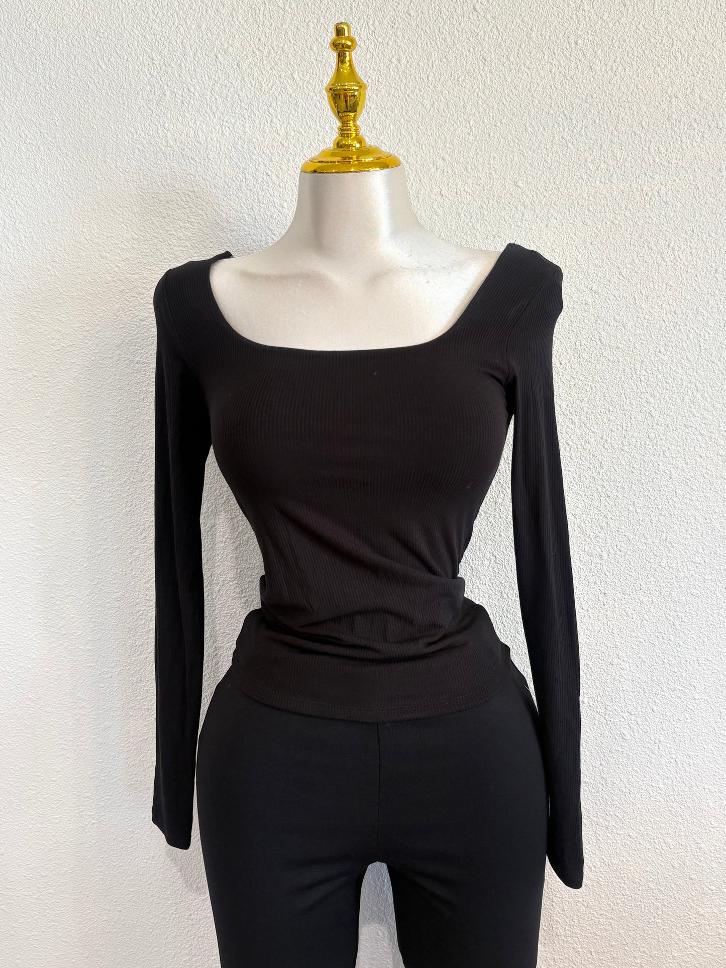 Double lined ribbed long sleeve