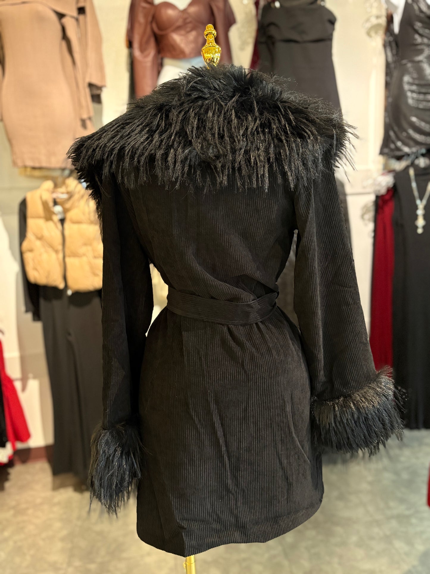 Raven faux fur coat
