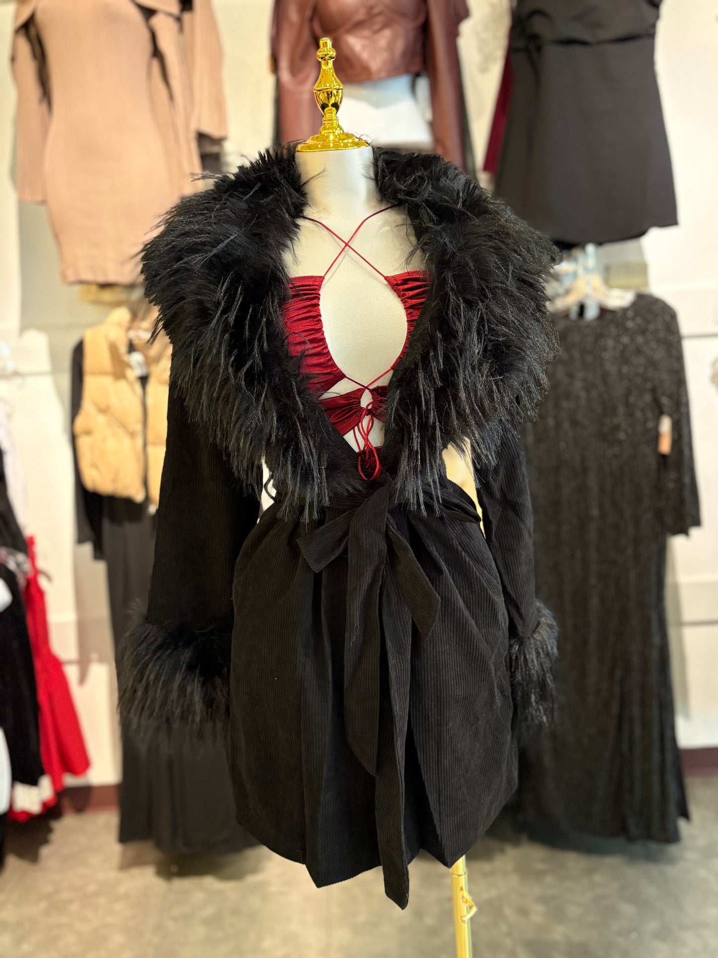 Raven faux fur coat