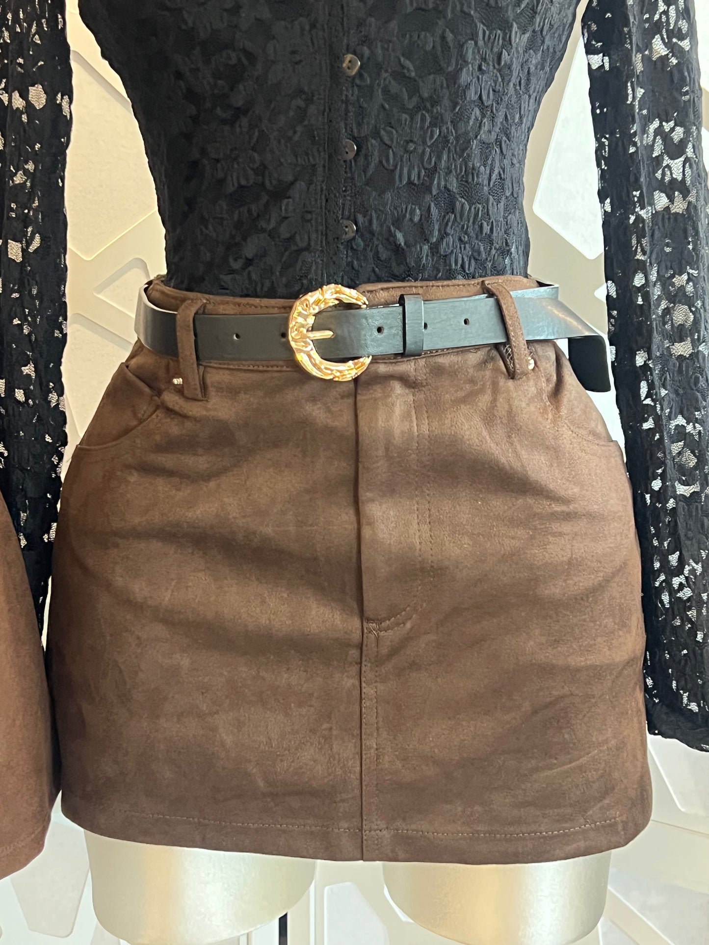 SUEDE MINI SKIRT WITH BELT