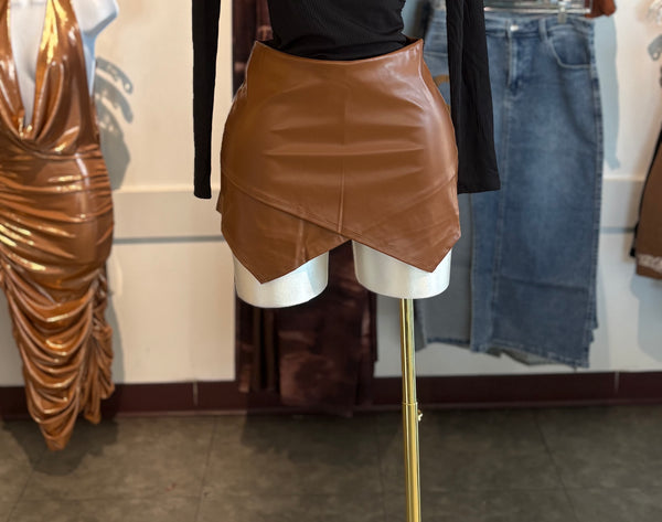Leather mini skort