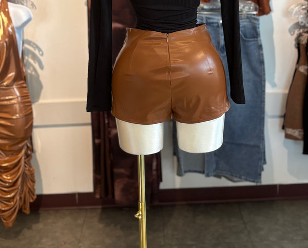 Leather mini skort