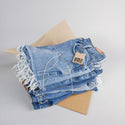 High-Rise Upcycled Denim Cutoff Shorts - Original: 12 (34