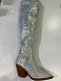 Over the knee rhinestone boots SILVER