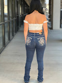 Nina sequin embroidered bootcut jeans